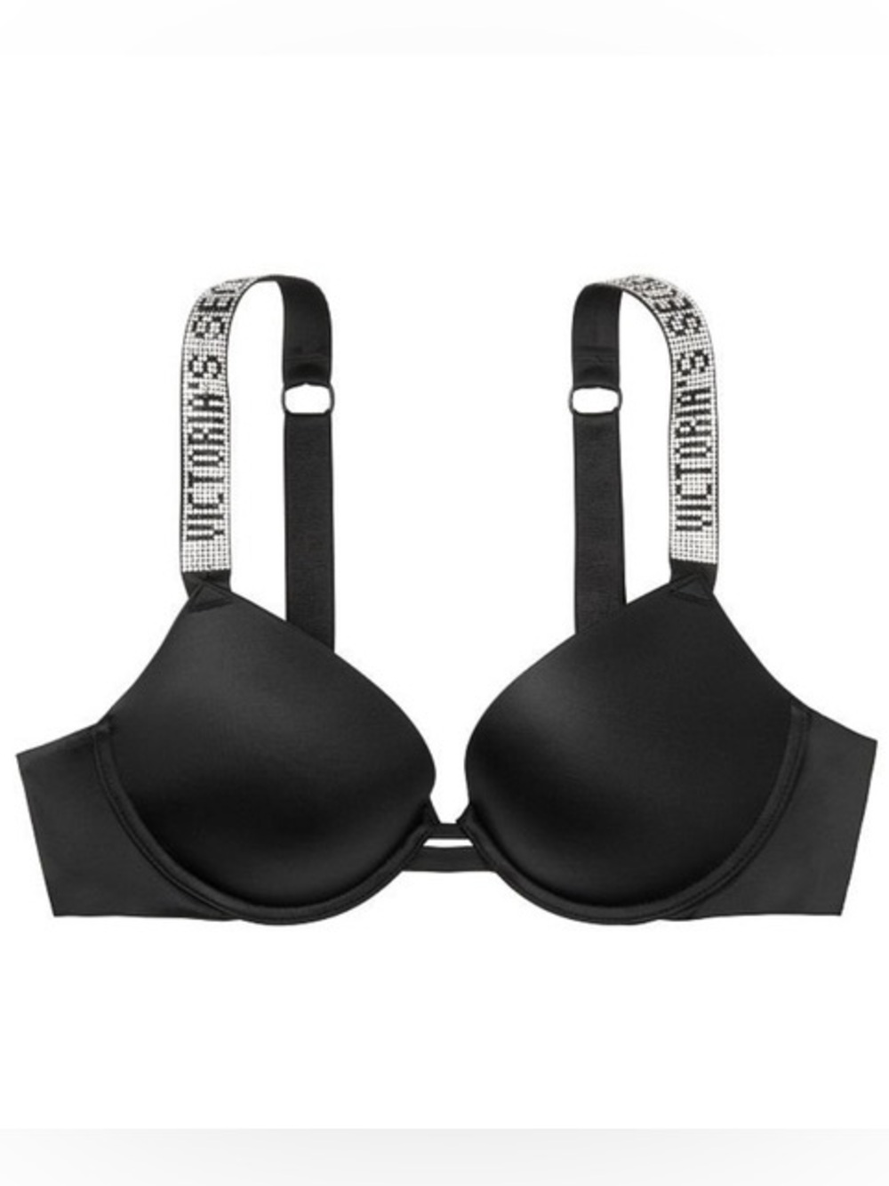 Victoria's Secret Black Very Sexy Push-Up Bra with Embellished Logo Straps
